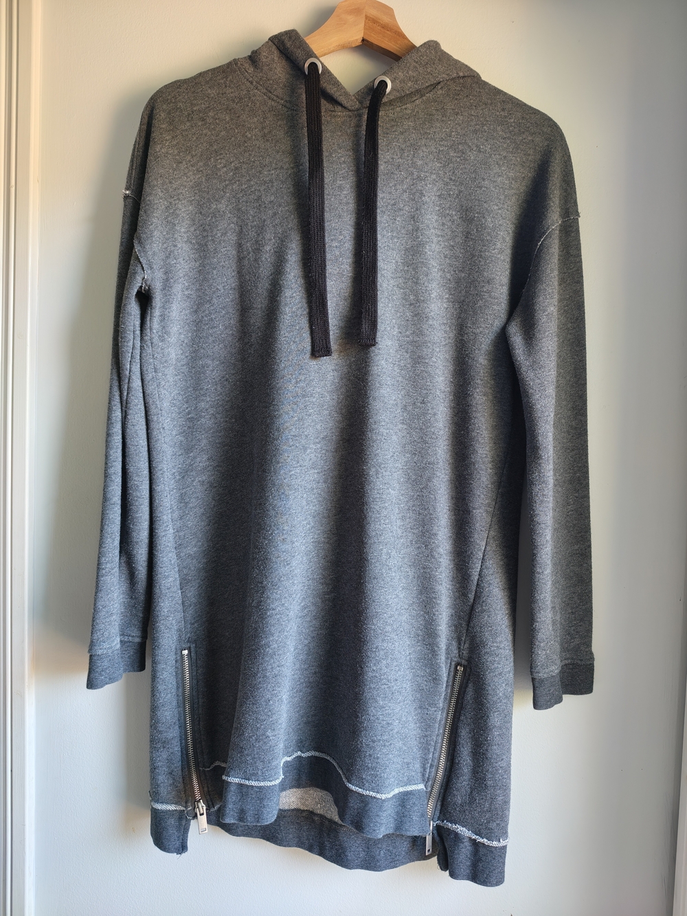 Garage Women's Gray Long-Sleeve Hooded Tunic with Zippers